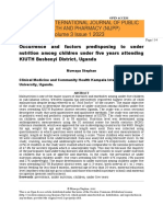 Occurrence and Factors Predisposing To Under Nutrition Among Children Under Five Years Attending KIUTH Bushenyi District, Uganda