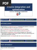 Process Integration and Optimization - Lecture One