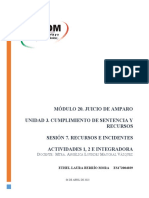 Módulo 20. Juicio de Amparo Unidad 3. Cumplimiento de Sentencia Y Recursos Sesión 7. Recursos E Incidentes Actividades 1, 2 E Integradora