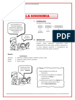 La Sinonimia para Cuarto de Secundaria