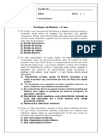 Avaliação de História 6° Ano Alternativo