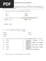 Evaluación DECIMALES 8vo