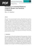 Paradigms in Industrial Relations