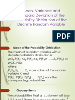 Steps in Finding The Mean Variance and Standard Deviation of The Probability Distribution of The Discrete Random Variable