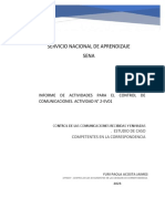 Informe de Actividades para El Control de Comunicaciones. Aa2