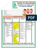 2° Escribimos Una Noticia Sobre Los Recursos Naturales - Refuerzo Escolar Unidad 4 Semana 1