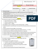 Série D'exercices: N°3: Partie D'électricité: La Puissance Électrique + L'énergie Électrique