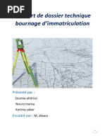 Rapport de Dossier Technique Bournage D'immatriculation: Présenté Par