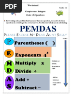 PEMDAS Worksheet