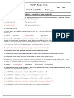 Exercícios de Tipagem Sanguínea 2º Ano Semana 8