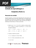 UA 01 Matemática - MOMENTO DA VERDADE