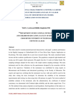 Parental Personal Characteristics and Pupils Academic Performance in The English Language, in Calabar