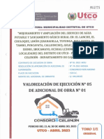 5 Valorizacion de Obra - Val 05 - Adicional N°01