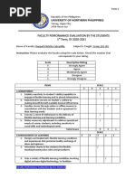 Form Faculty Performance Evaluation by The Students First Term 2020 2021