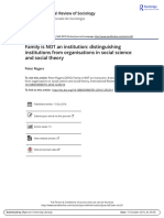 Family Is NOT An Institution Distinguishing Institutions From Organisations in Social Science and Social Theory