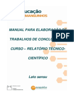 Manual para Elaboracao de Trabalhos de Conclusao de Curso - Relatorio Tecnico Cientifico 1