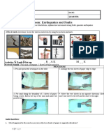 Earthquakes and Faults Activity Sheet