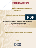 Profesiograma Del Bachillerato General Ciclo Escolar 2023 2024 para Preparatorias Federales Por Cooperacion y Escuelas P