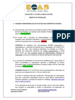 Gabarito Simulado V Ou F para Prova de Direito Do Trabalho