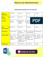 Modelo de Bitácora de Mantenimiento en Daniel Lugardo