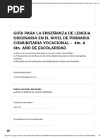 GUÍA PARA LA ENSEÑANZA DE LENGUA ORIGINARIA EN EL NIVEL DE PRIMARIA COMUNITARIA VOCACIONAL - 4to. A 6to. AÑO DE ESCOLARIDAD