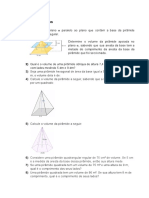 Lista de Exercicios Volume de Piramides