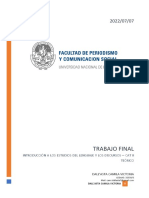 Análisis Del Discurso - Regularidades Del Análisis de Un Corpus. TEORÍA de ELISEO VERÓN APLICADA