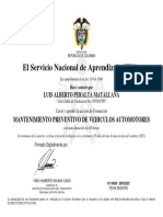 El Servicio Nacional de Aprendizaje SENA: Mantenimiento Preventivo de Vehiculos Automotores