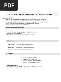 CV Enseignant Formateur de Langue Arabe