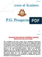 University of Kashmir: P.G. Prospectus-2023