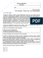 Lista 3 Teoria NeoClassica e Relações Humanas