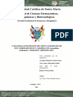 Capacidad Antioxidante Del Fruto Liofilizado de Dos Variedades Rojo y Amarillo de Anacardium Occidentale L. Marañon' Arequipa-2021.