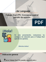 13a PPT Trabajo Final (TF) Consignas para El Párrafo de Opinión