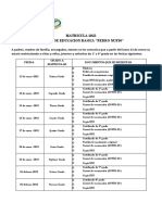 Calendario de Matricula Ceb Pedro Nufio 2023