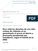 Perú Violó Los Derechos de Una Niña Víctima de Violación. Comité de La ONU - OHCHR