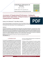 Assessment of Organizational Performance: Linking The Motivational Antecedents of Empowerment, Compensation and Organizational Commitment