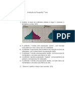 Avaliação de Geografia 7° Ano