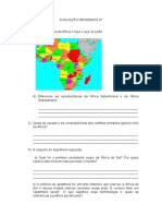 AVALIAÇÃO GEOGRAFIA 8 Ano