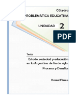 Filmus - Estado Sociedad y Educacion en La Argentina de Fin de Siglo