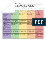 Creative Writing Rubric