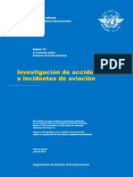 Investigación de Accidentes e Incidentes de Aviación: Normas y Métodos Recomendados Internacionales