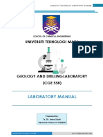 Laboratory Manual For CGE558 Geology and Drilling Lab - Semester 20232