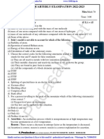 11th Chemistry EM Quarterly Exam 2022 Model Question Paper English Medium PDF Download