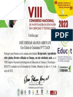 Participación Como Ponente de La Experiencia Investigativa en VIII Congreso de Educación 4 Al 6 de Mayo de 2023