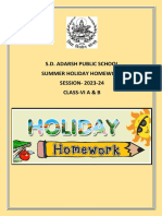 Class VI Summer Holiday Homework Updated