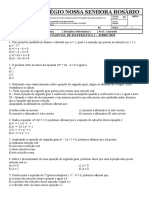 Avaliação Bimestral de Matemática I - 9-Ano