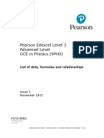 A Level Physics Data Formulae Relationships