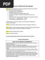 Pasos para La Elaboración Del Reportaje y Material Complementario