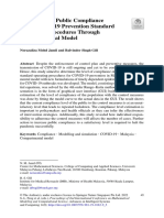 Estimation of Public Compliance With COVID-19 Prevention Standard Operating Procedures Through A Mathematical Model