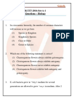 KCET 2016 Previous Year Paper For Biology